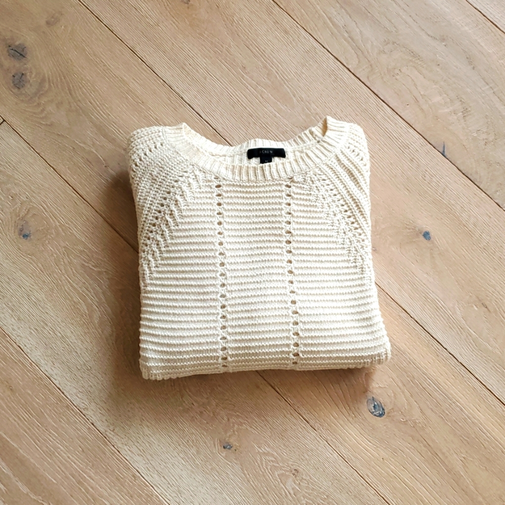 J. Crew Elegant Cream Wool-cotton Blend Sweater
